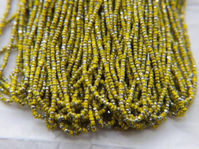 13/0 Charlotte Cut Beads Patina Opaque Yellow Silver 5/10/20/50/250/500 Grams glass beads, jewelry supply, findings, craft supply, premium