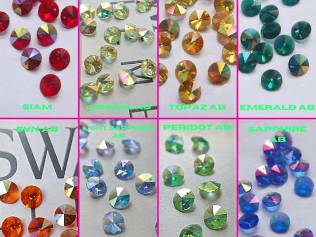 10mm SWAROVSKI 6428 Rivoli Crystal Pendant Beads in (8 Colors) 2/4/24/72/144 Pieces