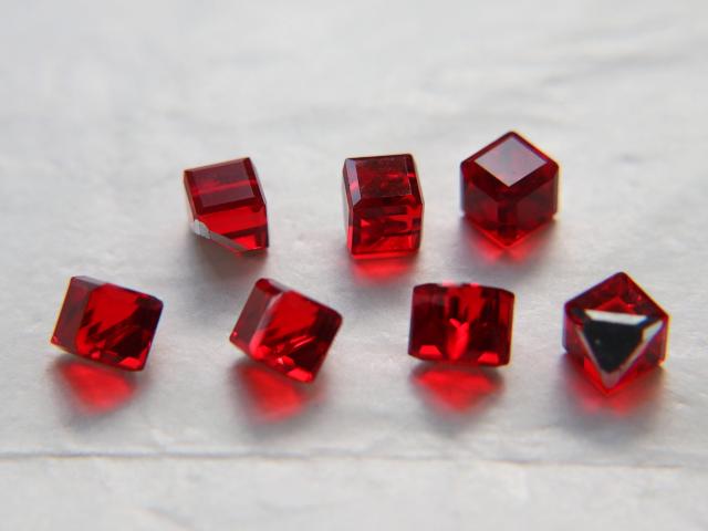 6MM Vintage Swarovski crystal stones in cut corner cube fancy stone 4841 Austrian lead crystal rhinestones in Light Siam/Aquamarine