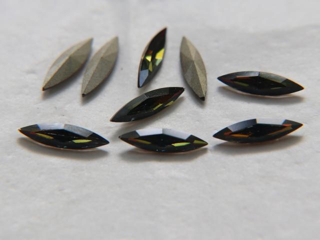 15x4mm Swarovski Crystal Tabac Marquise, New Vintage Pointy Back Navette 4200 crystals, gold foil 6/24 Pieces Jewery making stones