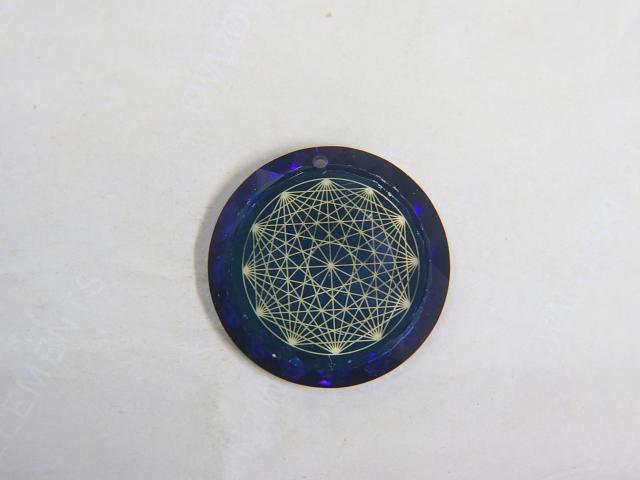 Swarovski Printed Graphic Pendants in Crystal Metallic Blue 30 MM Fancy Crystal drops 1/2/6 Piece vintage findings, jewelry making