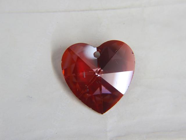 40 MM Swarovski Crystal rare big Heart Pendant Beads 6202 Crystal drops in Crystal Red Magma vintage findings, jewelry making