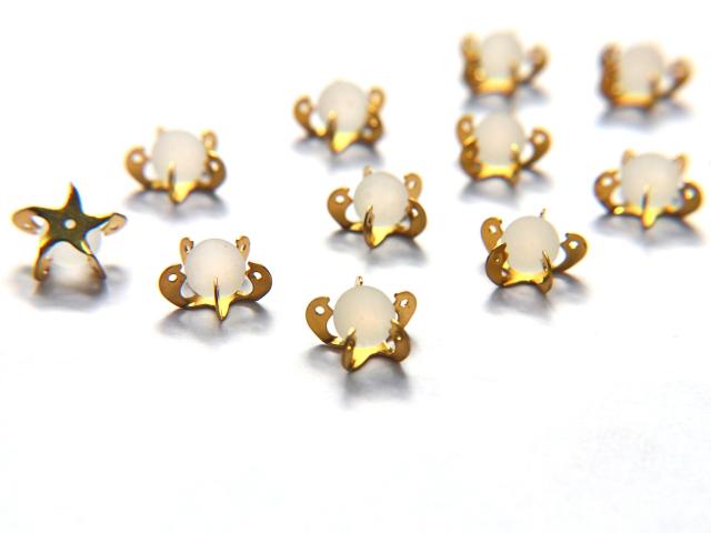 Vintage Swarovski Matt Crystal Ball Flower Clips Sewon 6/12/24/100 Pieces BRASS SETTINGS